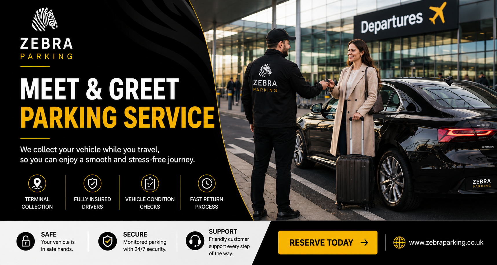 Zebra Parking meet and greet — our driver collecting a customer's car at Gatwick departures